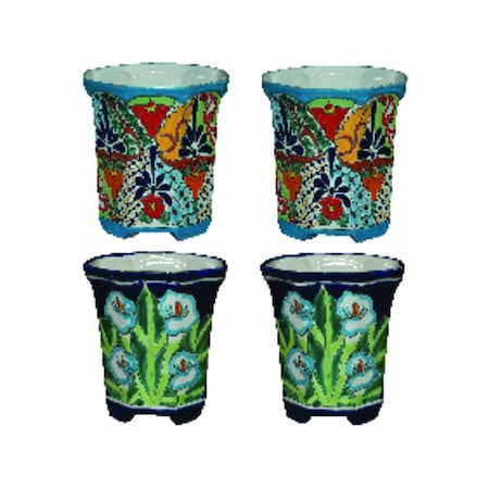 Avera Products Avera Products 8.25 in. H X 8.5 in. W Ceramic Talavera Planter Set Multicolored APG022080C1
